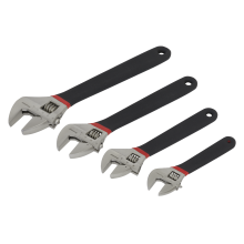 4pc Adjustable Wrench Set Ni-Fe Finish