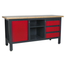 Workstation with 3 Drawers, 1 Cupboard & Open Storage