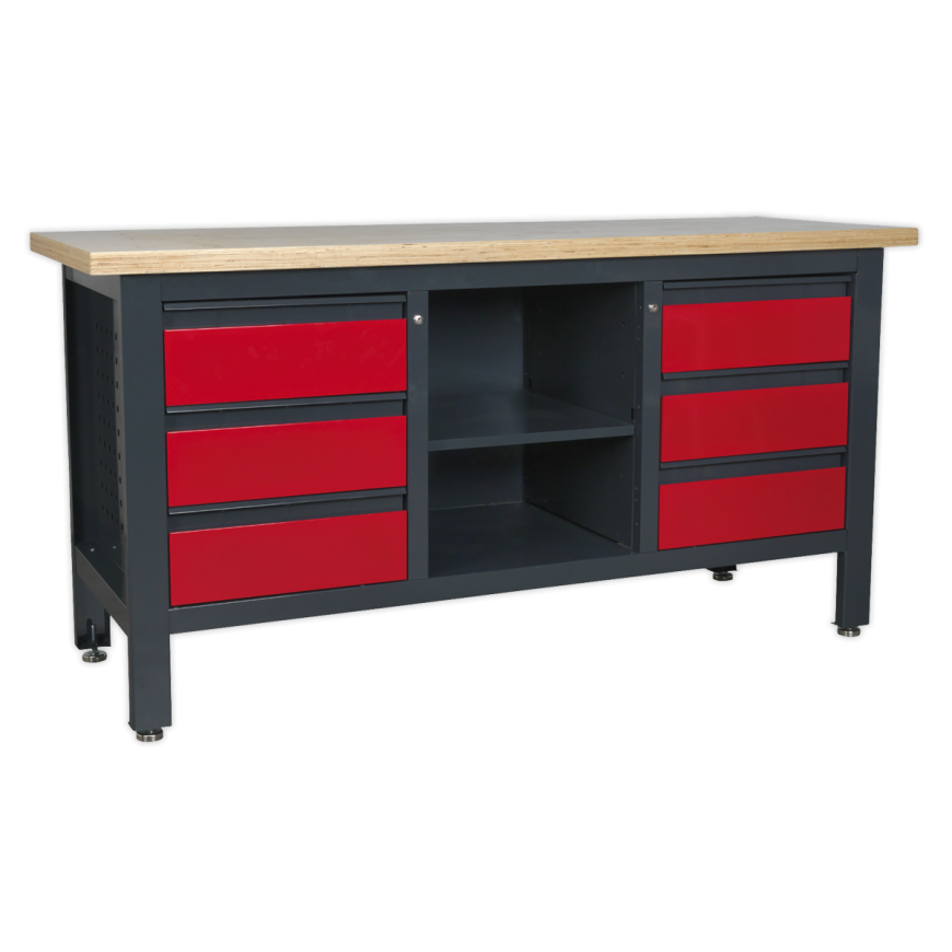 Workstation with 6 Drawers & Open Storage