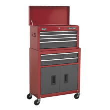 6 Drawer Topchest & Rollcab Combination with Ball-Bearing Slides - Red/Grey