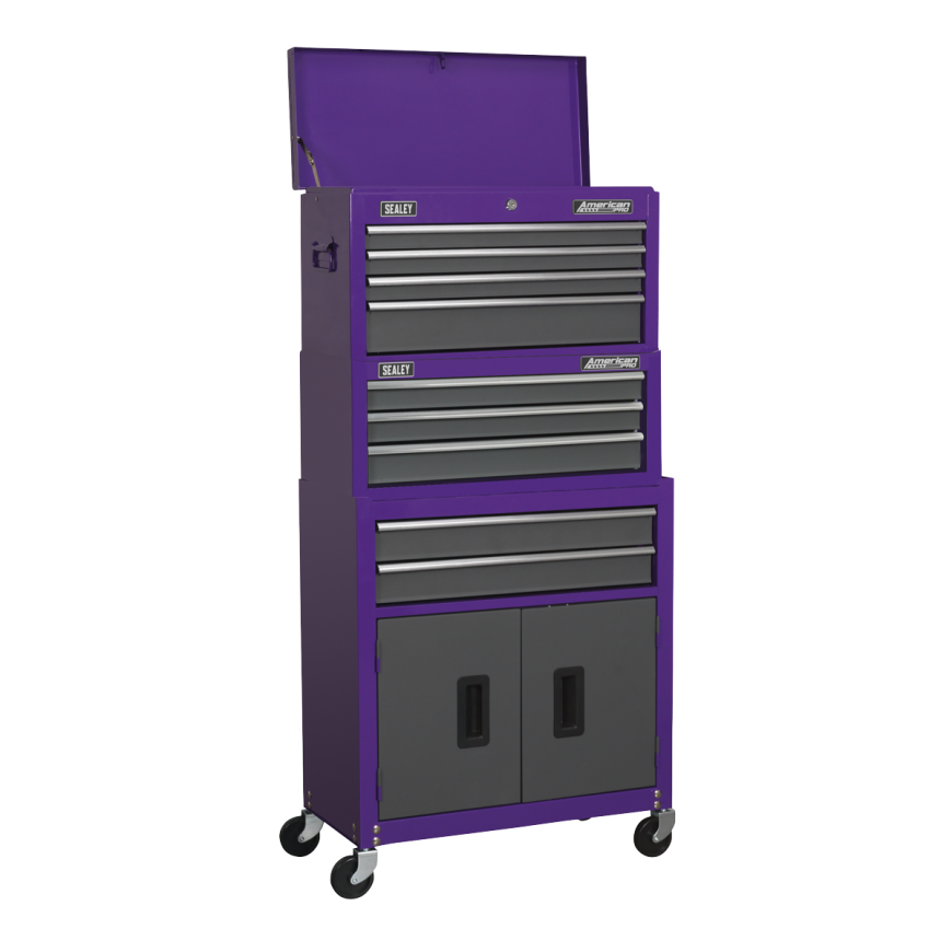 Topchest, Mid-Box & Rollcab 9 Drawer Stack - Purple