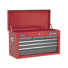 6 Drawer Topchest with Ball-Bearing Slides - Red/Grey