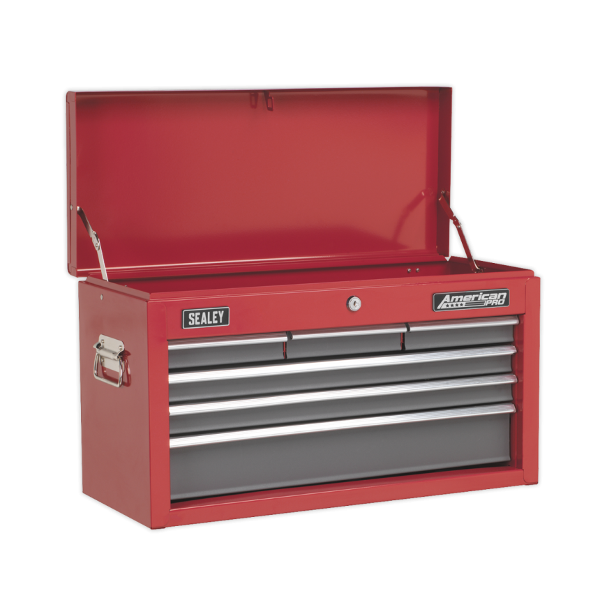 6 Drawer Topchest with Ball-Bearing Slides - Red/Grey