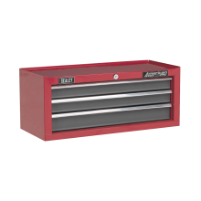 3 Drawer Mid-Box with Ball-Bearing Slides - Red/Grey