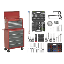 14 Drawer Topchest & Rollcab Combination with Ball-Bearing Slides & 281pc Tool Kit