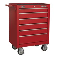 6 Drawer Rollcab with Ball-Bearing Slides - Red