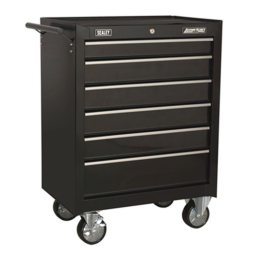 6 Drawer Rollcab with Ball-Bearing Slides - Black