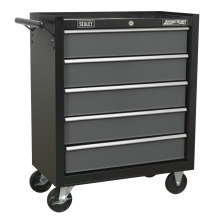 5 Drawer Rollcab with Ball-Bearing Slides - Black/Grey