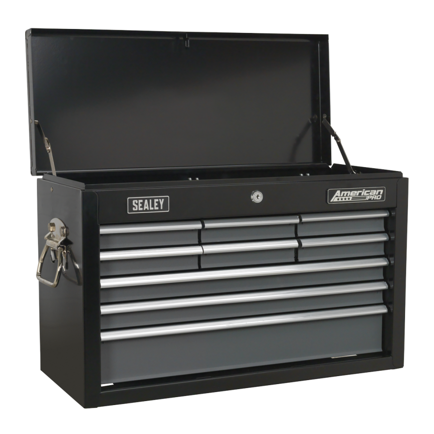 9 Drawer Topchest with Ball-Bearing Slides - Black/Grey