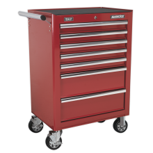 7 Drawer Rollcab with Ball-Bearing Slides - Red