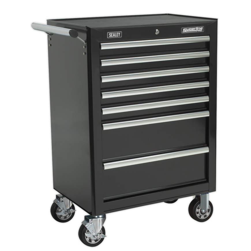 7 Drawer Rollcab with Ball-Bearing Slides - Black