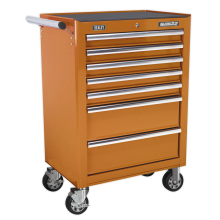 7 Drawer Rollcab with Ball-Bearing Slides - Orange