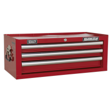 3 Drawer Mid-Box with Ball-Bearing Slides - Red