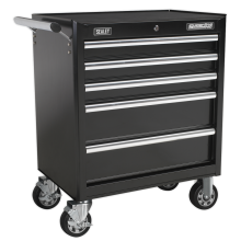 5 Drawer Rollcab with Ball-Bearing Slides - Black