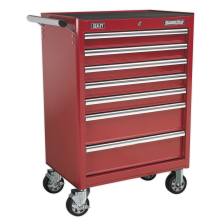 7 Drawer Rollcab with Ball-Bearing Slides - Red