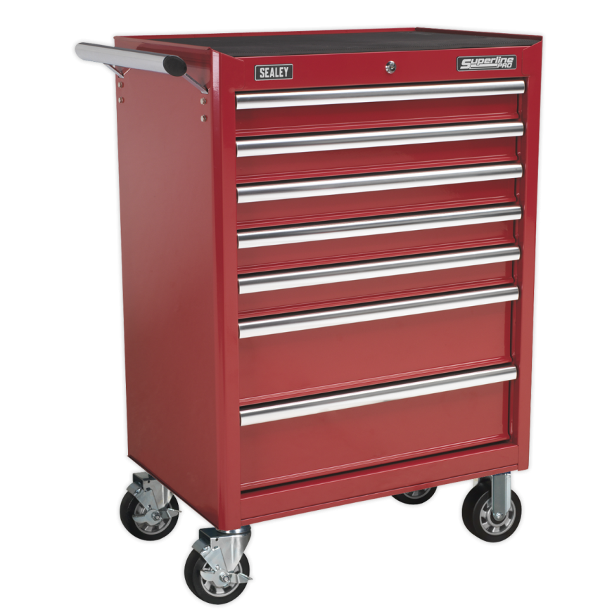 7 Drawer Rollcab with Ball-Bearing Slides - Red