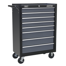 8 Drawer Rollcab with Ball-Bearing Slides - Black/Grey