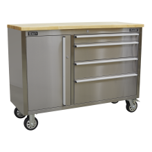 4 Drawer Stainless Steel Mobile Tool Cabinet