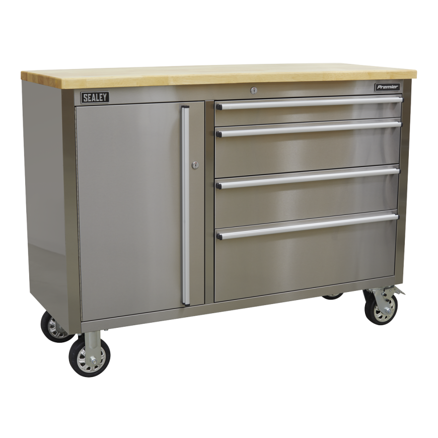 4 Drawer Stainless Steel Mobile Tool Cabinet