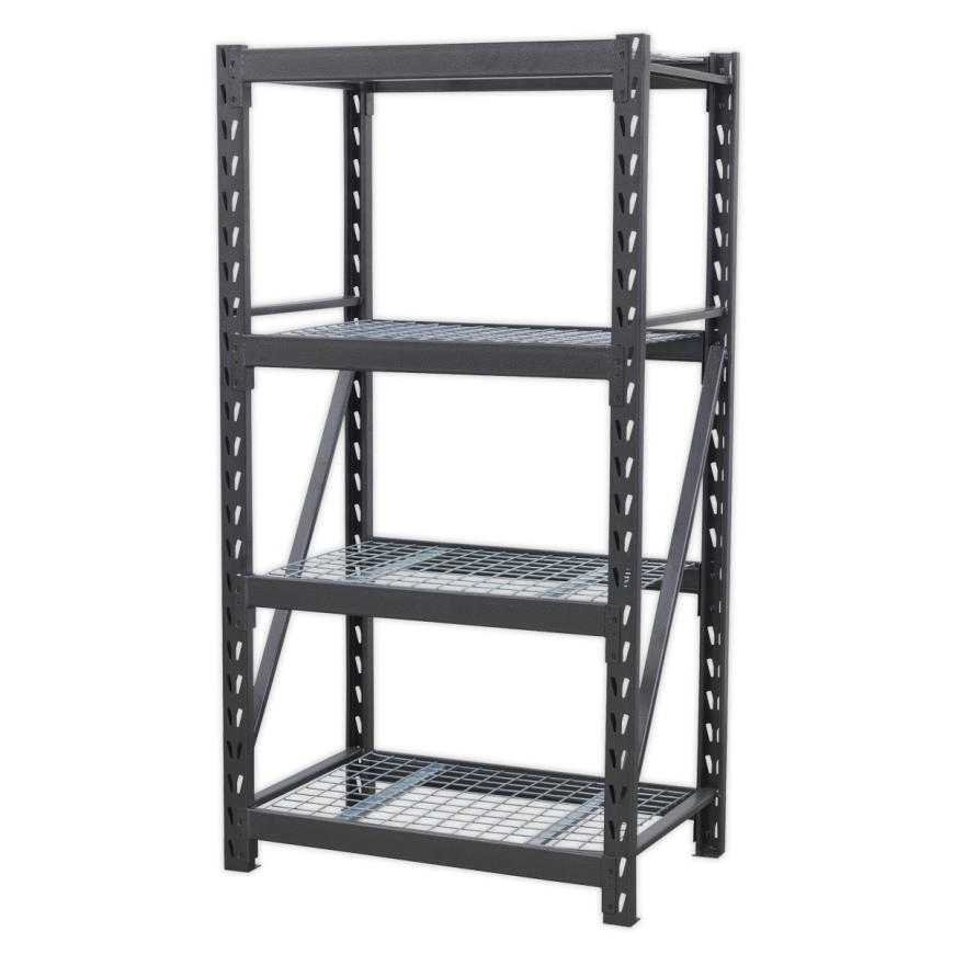 Heavy-Duty Racking Unit with 4 Mesh Shelves - 640kg Capacity Per Level