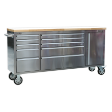 10 Drawer & Cupboard Stainless Steel Mobile Tool Cabinet