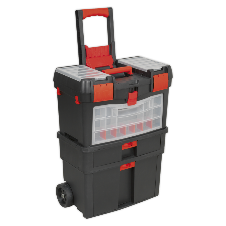 Mobile Toolbox with Tote Tray & Removable Storage Box