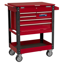 Heavy-Duty Mobile Tool & Parts Trolley with 5 Drawers & Lockable Top