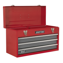 3 Drawer Portable Tool Chest with Ball-Bearing Slides - Red/Grey