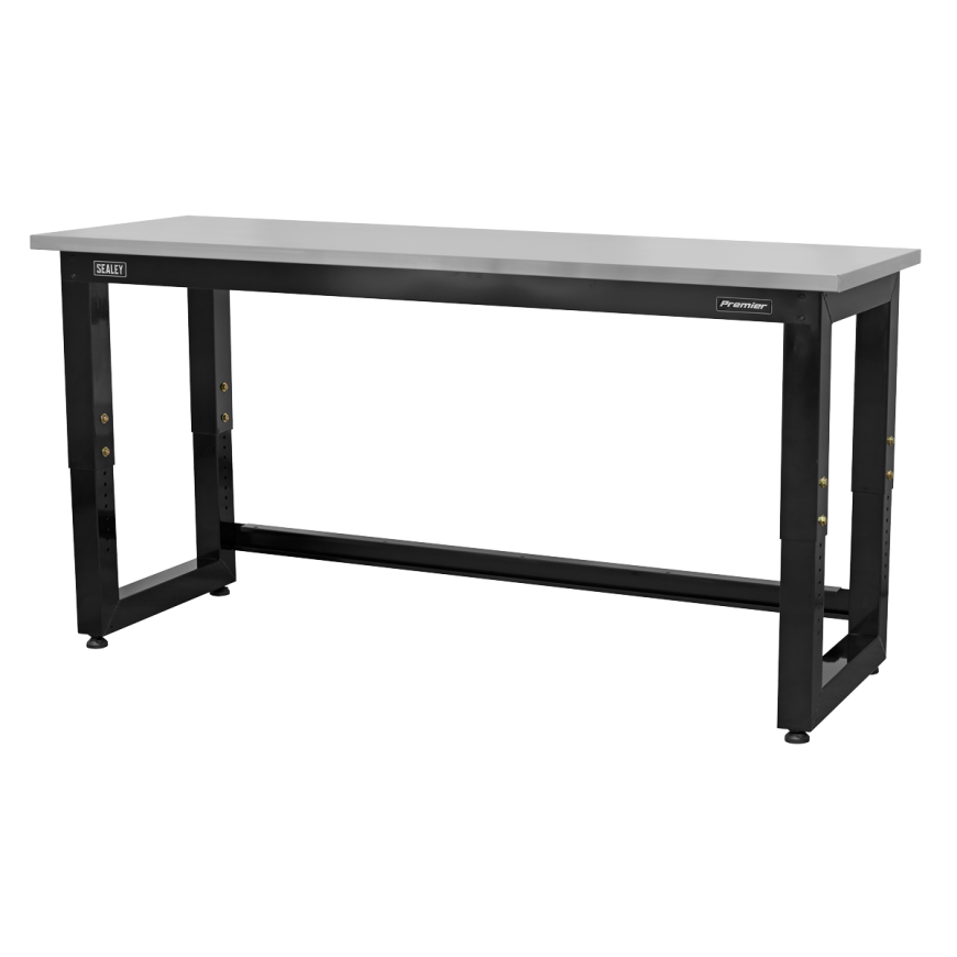 1830mm Heavy-Duty Steel Adjustable Workbench with Stainless Steel Worktop