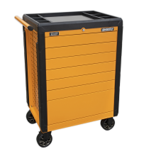 7 Drawer Push-To-Open Rollcab - Orange