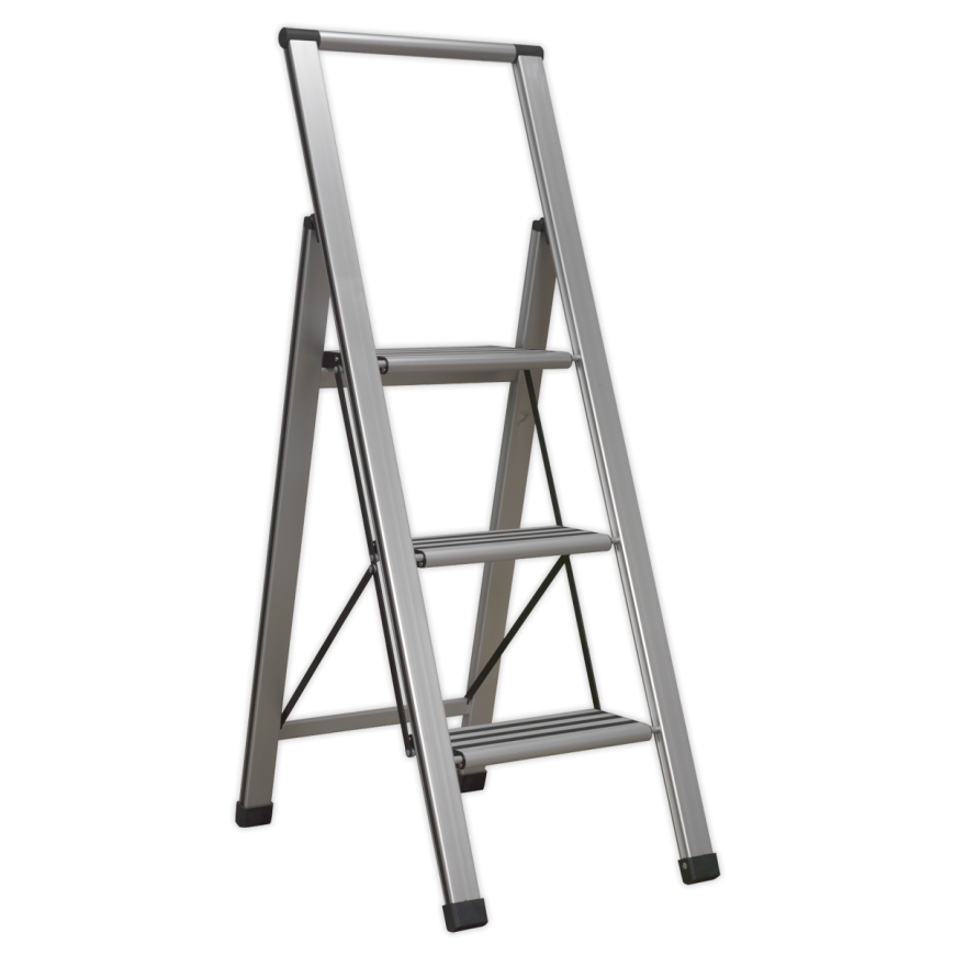 3-Step Trade Aluminium Professional Folding Step Ladder 150kg Capacity