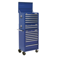 Topchest, Mid-Box & Rollcab Combination 14 Drawer with Ball-Bearing Slides - Blue