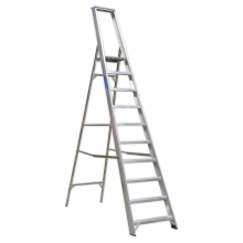 10-Tread Industrial Aluminium Step Ladder - BS 2037/1