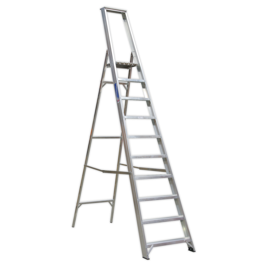 10-Tread Industrial Aluminium Step Ladder - BS 2037/1