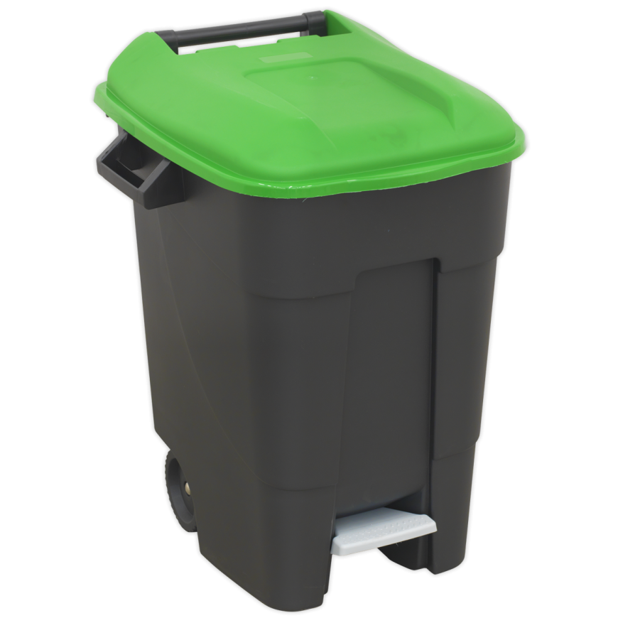 100L Refuse/Wheelie Bin with Foot Pedal - Green