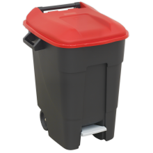 100L Refuse/Wheelie Bin with Foot Pedal - Red
