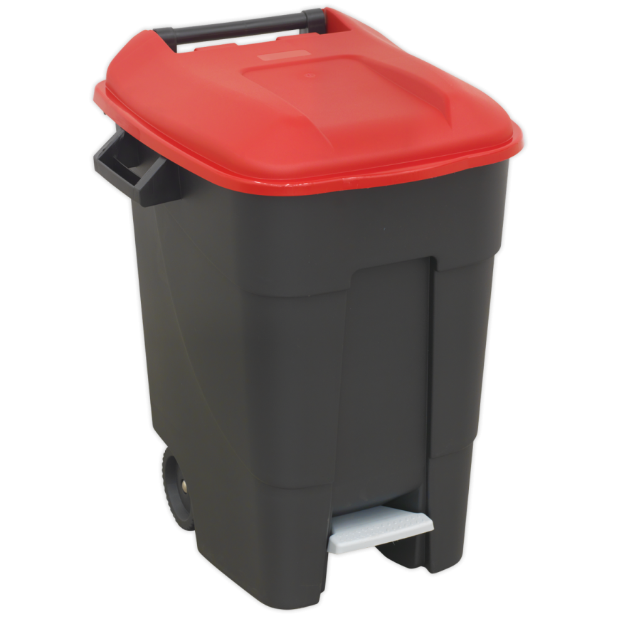 100L Refuse/Wheelie Bin with Foot Pedal - Red