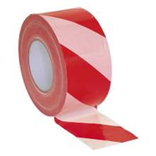 80mm x 100m Red/White Non-Adhesive Hazard Warning Barrier Tape