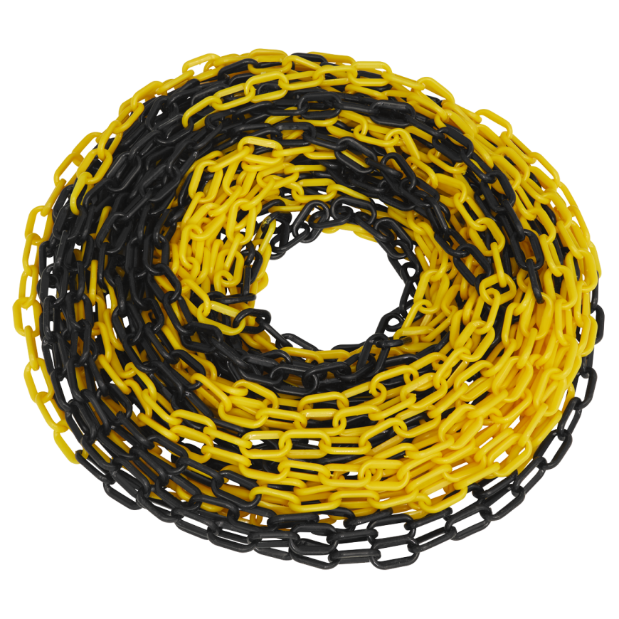 25m x 6mm Black/Yellow Plastic Chain