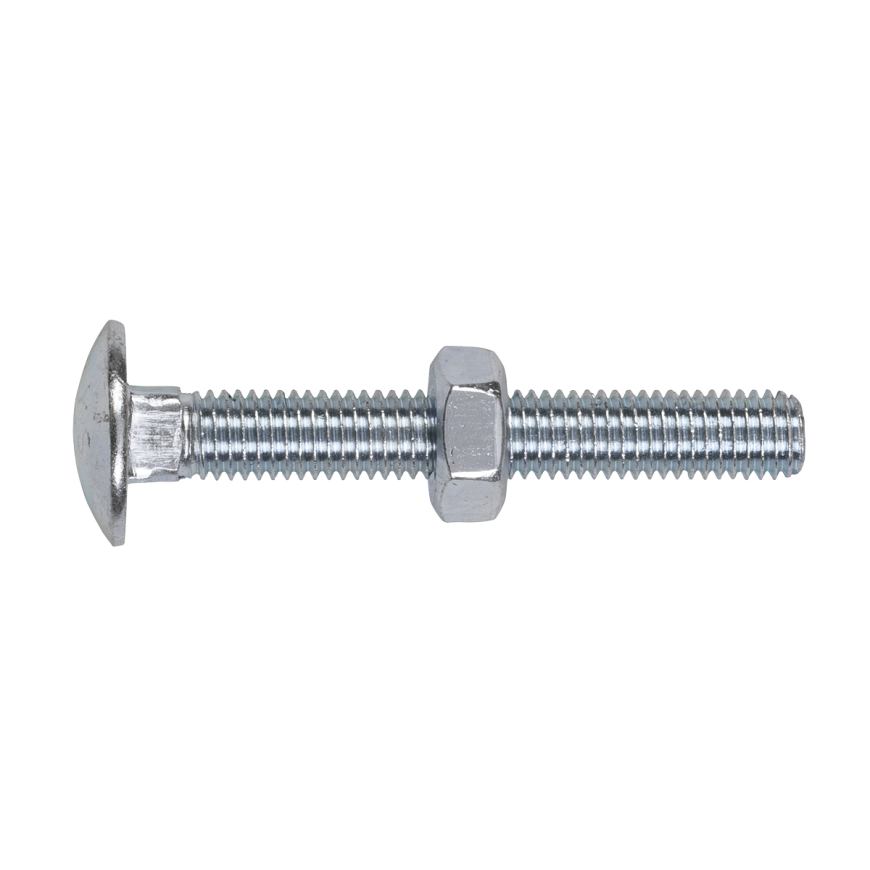 Zinc Plated Coach Bolt & Nut DIN 603 - M10 x 75mm - Pack of 50