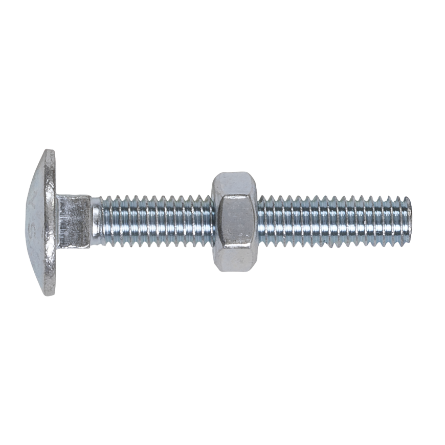 Zinc Plated Coach Bolt & Nut DIN 603 - M6 x 40mm - Pack of 100