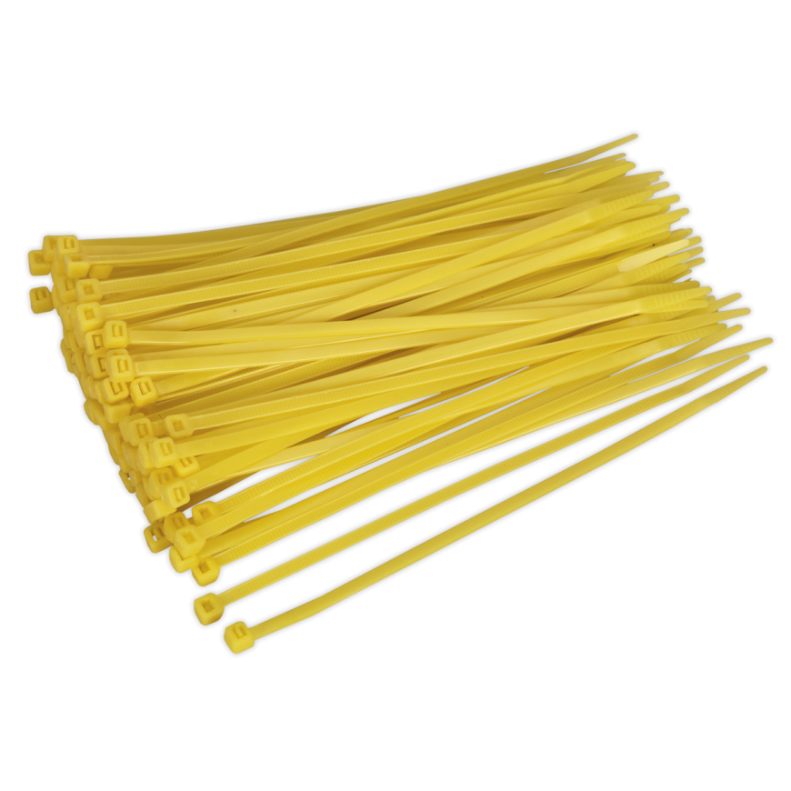 200 x 4.4mm Yellow Cable Tie - Pack of 100