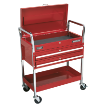 2-Level Heavy-Duty Trolley with Lockable Top & 2 Drawers
