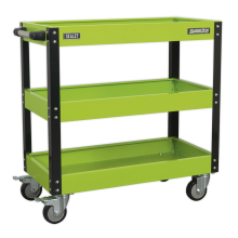 3-Level Heavy-Duty Workshop Trolley - Hi-Vis Green