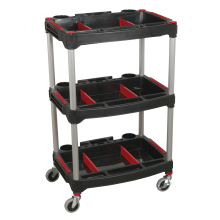 3-Level Composite Workshop Trolley with Parts Storage