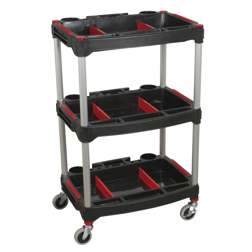 3-Level Composite Workshop Trolley with Parts Storage