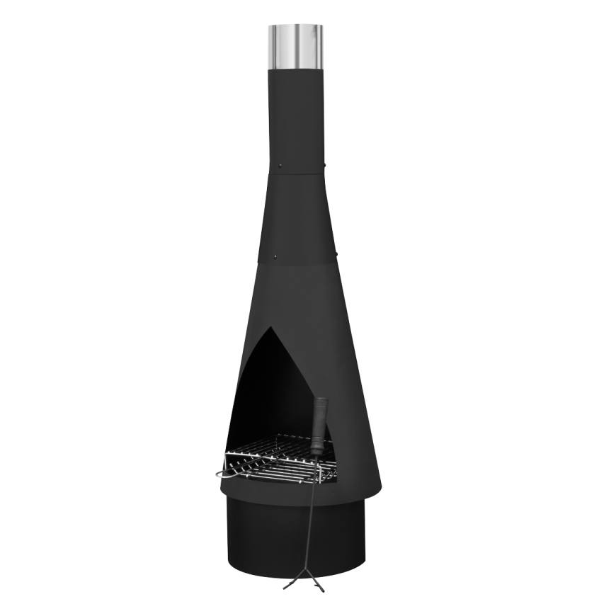 Dellonda Outdoor Chiminea - Black Steel