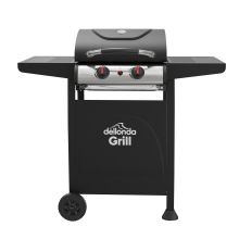 Dellonda 2 Burner Gas BBQ Grill with Ignition & Thermometer - Black/Stainless Steel