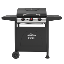 Dellonda 3 Burner Gas BBQ Grill - Black/Stainless Steel