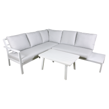 Dellonda Kyoto White 3-Piece Outdoor Corner Sofa & Coffee Table Set